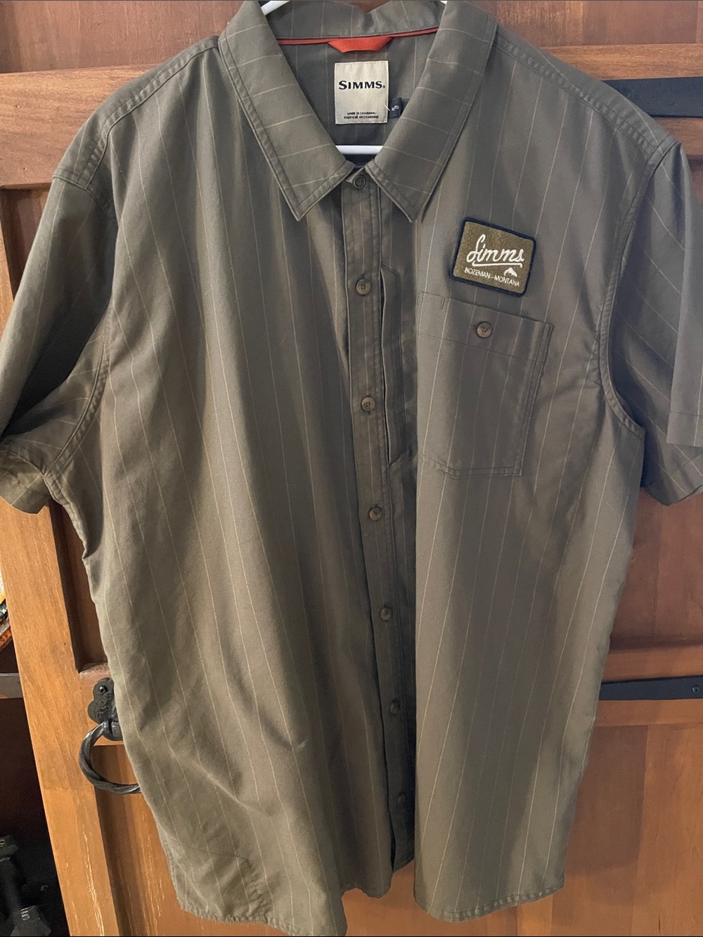 Simms Olive Green Short-Sleeve Button-Down Shop Shirt